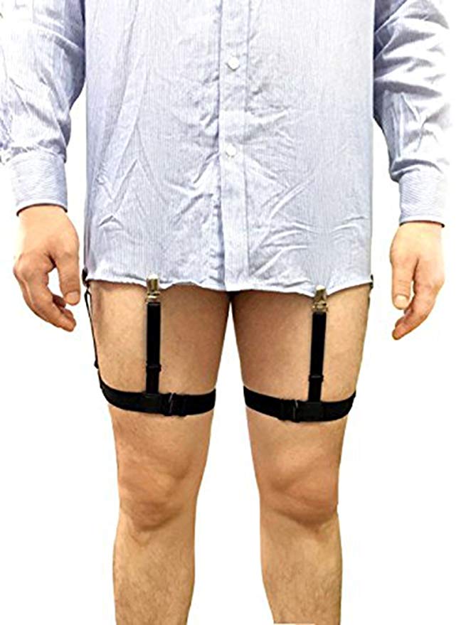 Mens Dress Shirt Stays Adjustable Garter Belts Non-slip Clamps