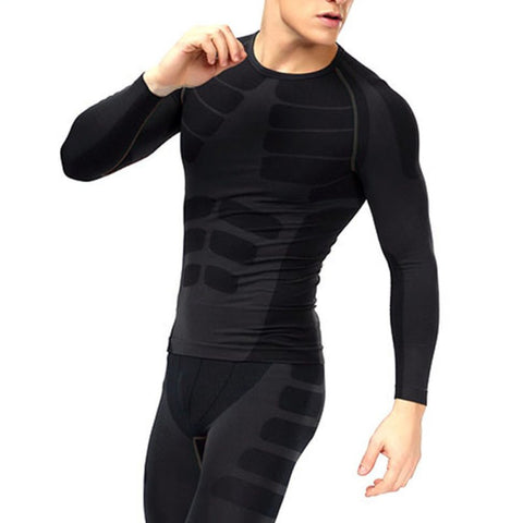 Men Compression Top Long Sleeve Tight Skinny Shirt Base Layer Quick Dry