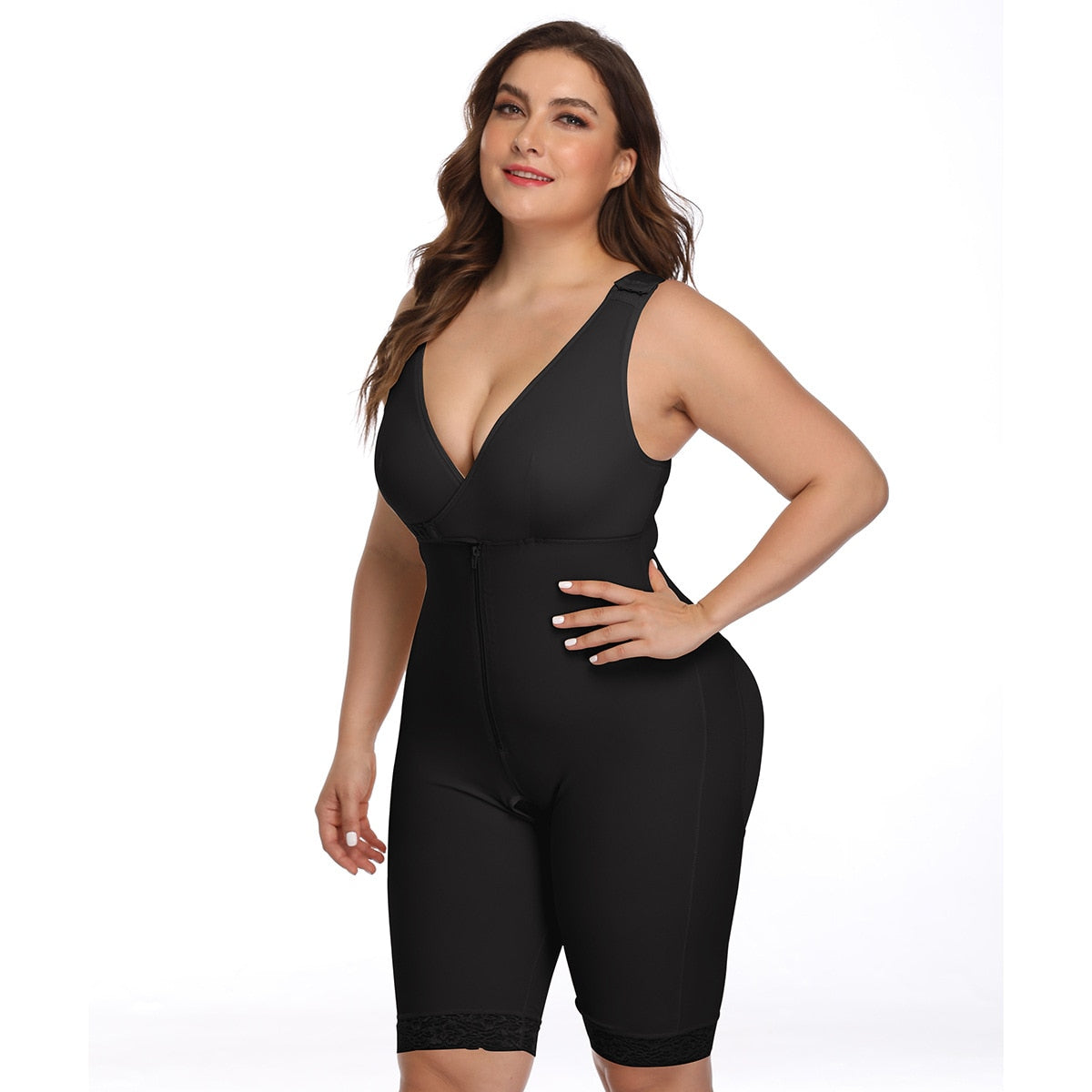 Plus Size 6XL Latex Women's Body Shaper Post Liposuction Girdle Clip Zip  Bodysuit Vest Waist Shaper Reductoras Shapewear