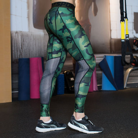 Camouflage Men Compression Tights Leggings Gym Clothing Pants Fitness Jogger